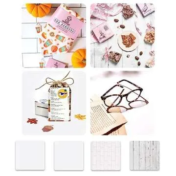 2PCS Photo Backdrop Boards for Flat Lay, 24x24IN White Wall Wood Floor Photography Background Tabletop Backdrop for Photo Studio Shooting, EOAJAFOU