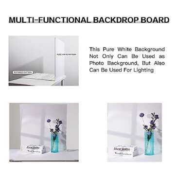 2PCS Photo Backdrop Boards for Flat Lay, 24x24IN White Wall Wood Floor Photography Background Tabletop Backdrop for Photo Studio Shooting, EOAJAFOU