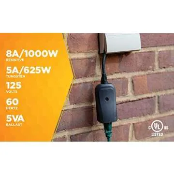 Woods 32555WD Weatherproof Outdoor Electrical Outlet Switch, Wireless Remote Control Plug In, 100 ft Control Range, Weatherproof Remote Control Converter, 60-ft Frequency Range, 1 Pack, Black