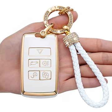 for Land Rover/Jaguar Key fob Cover,Compatible with Evoque Velar Sport Discovery Freelander2 LR4 Lan...