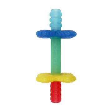 Itzy Ritzy Teensy Tube Teether; Textured Hollow Baby Teething Tube That Reaches Front Teeth & Back Molars, Made of Soft Silicone (Rainbow)