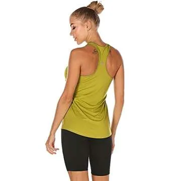 icyzone Workout Tank Tops for Women - Racerback Athletic Yoga Tops, Running Exercise Gym Shirts(Pack of 3) (M, Mustard/Lilac Snow/Teal)