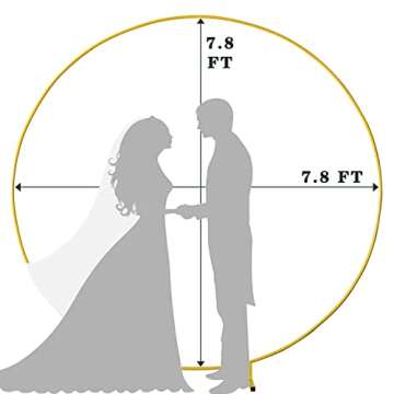 BOJOY Wedding Arch Golden Metal Round Balloon Arch kit Decoration, for Birthday Party Decoration, Wedding Decoration, Graduation Decorations and Baby Shower Photo Background Decoration (7.8ft)