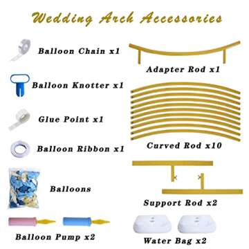 BOJOY Wedding Arch Golden Metal Round Balloon Arch kit Decoration, for Birthday Party Decoration, Wedding Decoration, Graduation Decorations and Baby Shower Photo Background Decoration (7.8ft)