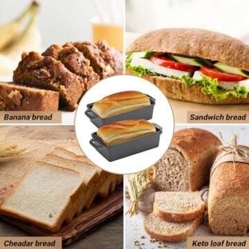 Northriver Casting 2 in 1 Cast Iron Bread Pan with Lid, Loaf Pans 2 Piece Set for Baking Homemade Meatloaf, 9×5 Inch