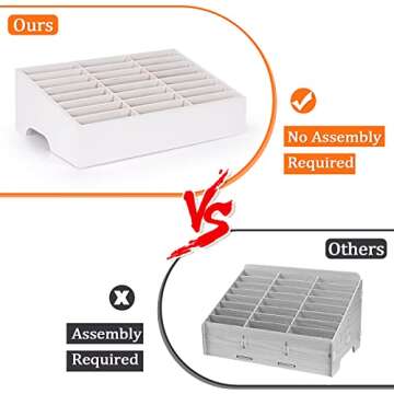 Ozzptuu 24-Grid Wooden Phone Holder for Classroom and Office