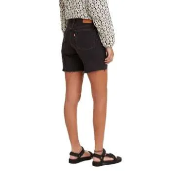 Levi's Women's Premium 501 Mid Thigh Shorts, Lunar Black