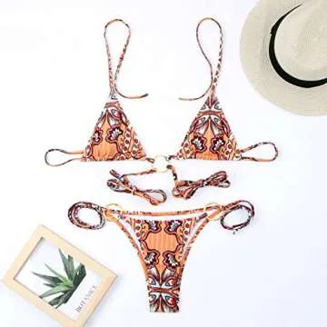 Women Halter String Bikini Set Sexy Thong Cheeky Two Piece Swimsuits Solid Color Bathing Swimwear