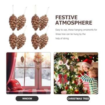 ABOOFAN 8 Pcs Christmas Pinecone Ornament Fall Hanging Pine Cone Ornament Shatterproof Pinecone Ball for Xmas Tree Fall Thanksgiving Day Decoration