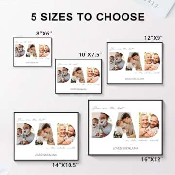 FUONLY Personalized Father's Day Gifts for Dad from Daughter Son Kids, Customized Wooden Picture Frame for Fathers Day, Custom Dad Gifts for Christmas, Sentimental Best Dad Ever Gifts for Birthday