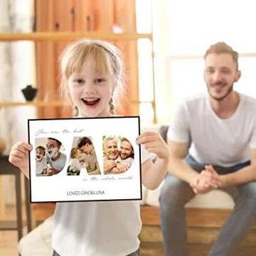 FUONLY Personalized Father's Day Gifts for Dad from Daughter Son Kids, Customized Wooden Picture Frame for Fathers Day, Custom Dad Gifts for Christmas, Sentimental Best Dad Ever Gifts for Birthday