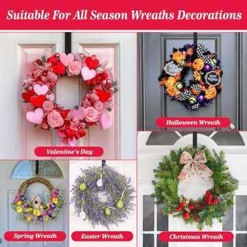 Wreath Hangers for Front Door, 12" Wreath Hanger Door Wreath Hook Over The Door Hanger, Door Wreath Garland Hanger Metal Wreath Holder Door Hanger Hook for Patriotic Valentines Front Door Decorations