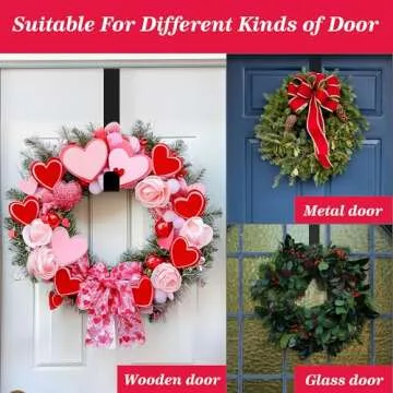 Durable Wreath Hanger for Front Door, 12" Over The Door Hook