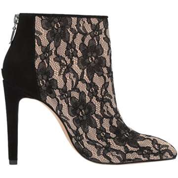 Amazon Brand - The Fix Women's Melanie Pointed Toe Stiletto Ankle Boot, Black/Nude Lace, 9 B US