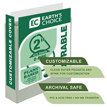 Samsill Plant-Based 2 Inch Durable D-Ring, Made in USA, View Binder, Eco-Friendly, USDA Certified Biobased, 4 Pack, Boho Assortment