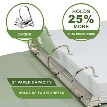 Samsill Plant-Based 2 Inch Durable D-Ring, Made in USA, View Binder, Eco-Friendly, USDA Certified Biobased, 4 Pack, Boho Assortment