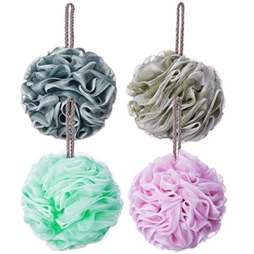 Novosun Loofah Bath Sponge - Exfoliating Shower Pouf Pack of 4