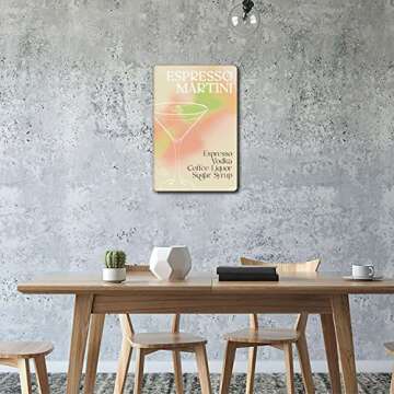nesthm Creative Metal Tin Sign Espresso Martini Cocktail Metal Sign Vintage Retro Bar Coffee Metal S...