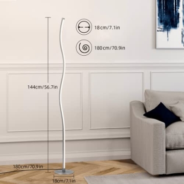 A.T.Lums Spiral Design Floor Lamp with Dimming and Color Options