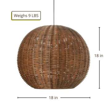 KOUBOO Wicker Ball Pendant Light, Rustic Brown
