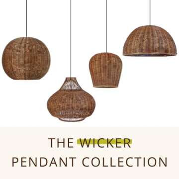 KOUBOO Wicker Ball Pendant Light, Rustic Brown