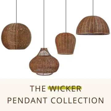 KOUBOO Wicker Ball Pendant Light, Rustic Brown