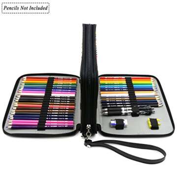 YOUSHARES 120 Slots PU Leather Pencil Case with Handle Strap