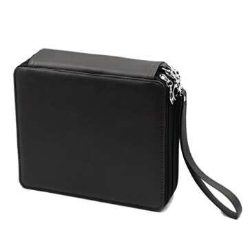 YOUSHARES 120 Slots PU Leather Pencil Case with Handle Strap