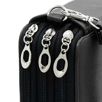 YOUSHARES 120 Slots PU Leather Pencil Case with Handle Strap