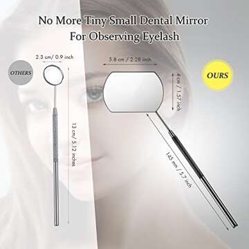 2 Pieces Lash Mirror for Eyelash Extensions Large Square Stainless Steel Eyelash Mirror Lash Tools(B...