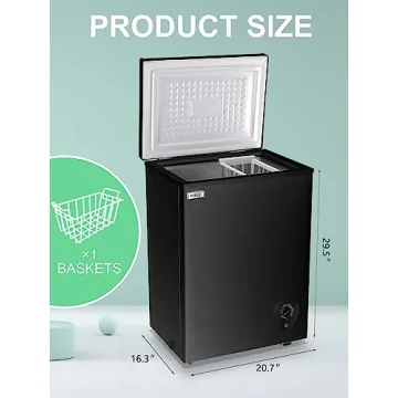 Chest Freezer 3.5 Cu.Ft Black Small Deep Freezer with Adjustable Temperature Control for Basement Apartment Kitchen Business