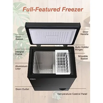 Chest Freezer 3.5 Cu.Ft Black Small Deep Freezer with Adjustable Temperature Control for Basement Apartment Kitchen Business
