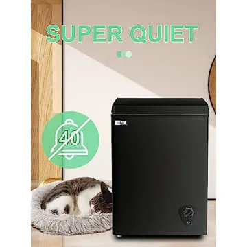Chest Freezer 3.5 Cu.Ft Black Small Deep Freezer with Adjustable Temperature Control for Basement Apartment Kitchen Business