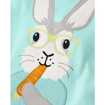 Gymboree,unisex-child,Gymmie Short Sleeve and Pant Cotton 2-Piece Pajama Sets, Big Kid, Toddler,Blue Bunny,8