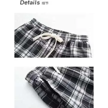 Grunge Plaid Pants for Women Goth Alt Pants Baggy Pants for Women Alternative Clothing (Black,XL,X-Large)