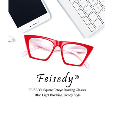 FEISEDY Cat Eye Reading Glasses Stylish Blue Light Blocker