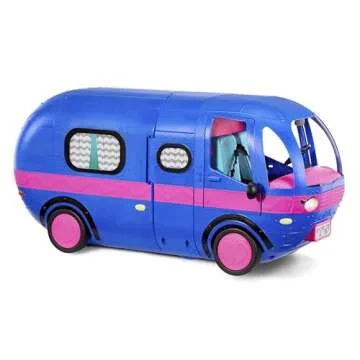 LOL Surprise 4-in-1 Glamper Fashion Camper with 55+ Surprises Fully-Furnished with Light Up Pool, Water Slide, Bunk Beds, Cafe, Bathroom, Closet, Vanity, BBQ Grill, and DJ Booth - Gift for Ages 6+