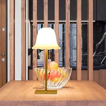 Rechargeable Table Lamp - Stylish Petal Glass Shade