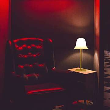 Rechargeable Table Lamp - Stylish Petal Glass Shade