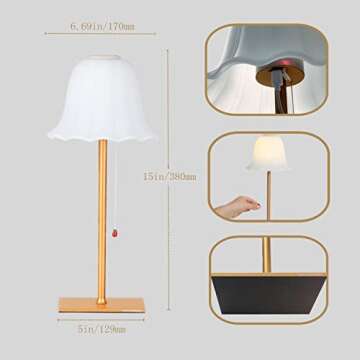 Rechargeable Table Lamp - Stylish Petal Glass Shade