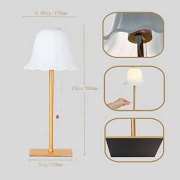 Rechargeable Table Lamp - Stylish Petal Glass Shade