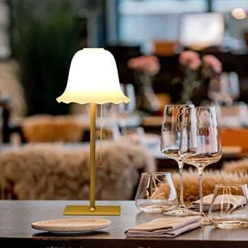 Rechargeable Table Lamp - Stylish Petal Glass Shade