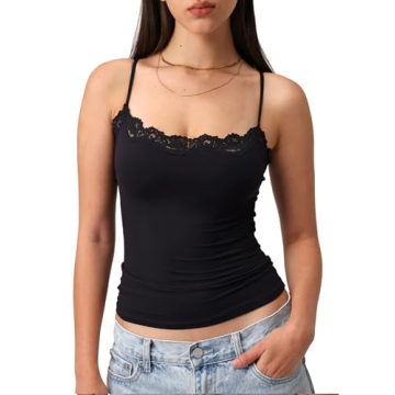 Starrylion Padded Lace Camisole - Sexy Black Tank Top for Women