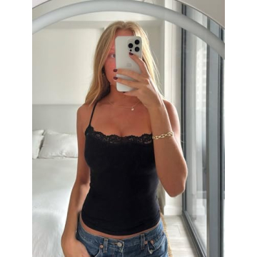 Starrylion Lace Camisole - Sexy Black Tank Top for Women