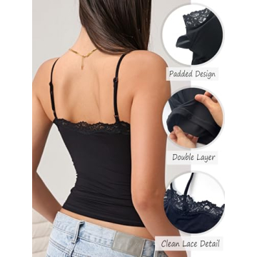 Starrylion Lace Camisole - Sexy Black Tank Top for Women