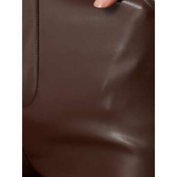 Allegra K Faux Leather Pants for Women's High Waist Straight Leg Punk PU Trousers X-Small Brown