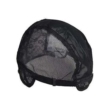 Double Lace Wig Cap for Making Wigs with Adjustable Straps on the Back Swiss Lace Hairnet (Medium 22.5inch, Black)