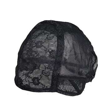 Double Lace Wig Cap for Making Wigs with Adjustable Straps on the Back Swiss Lace Hairnet (Medium 22.5inch, Black)