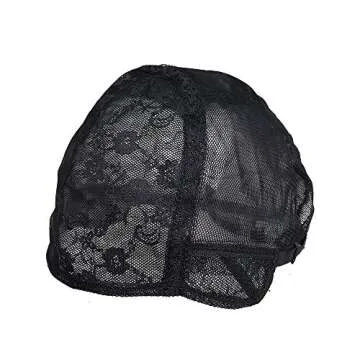 Double Lace Wig Cap for Making Wigs with Adjustable Straps on the Back Swiss Lace Hairnet (Medium 22.5inch, Black)