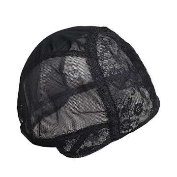 Double Lace Wig Cap for Making Wigs with Adjustable Straps on the Back Swiss Lace Hairnet (Medium 22.5inch, Black)